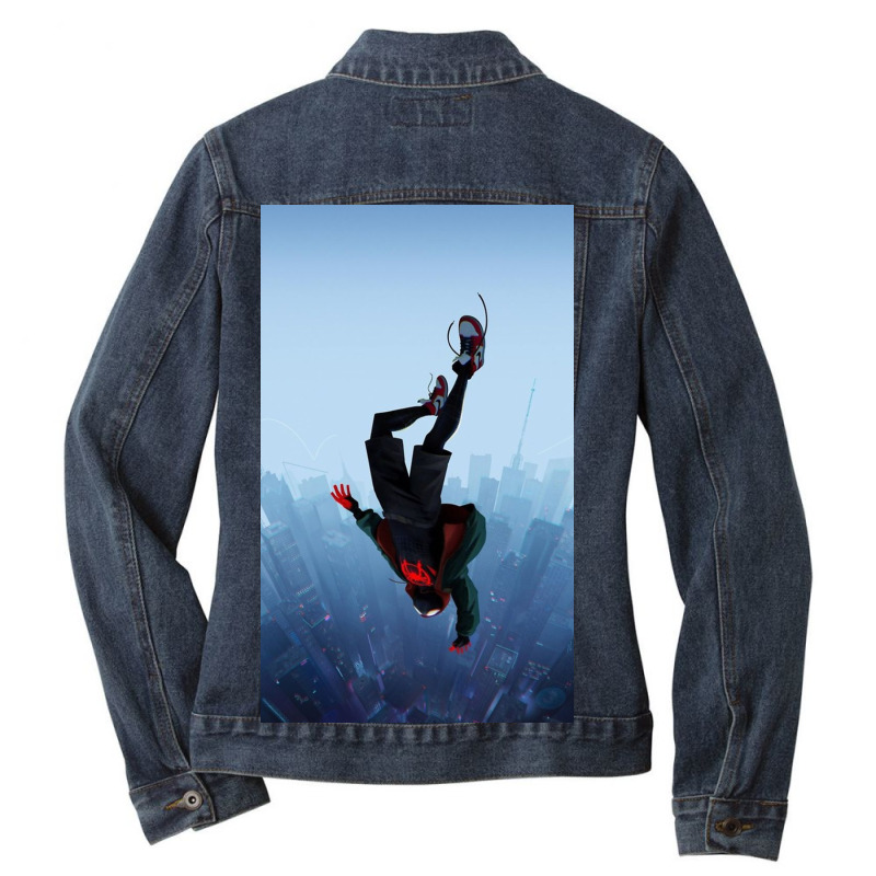 Miles Morales Jump Ladies Denim Jacket by Ruthuhgf | Artistshot