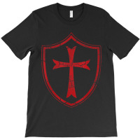 Distressed Knights Templar Cross And Shield Crusader T-shirt | Artistshot