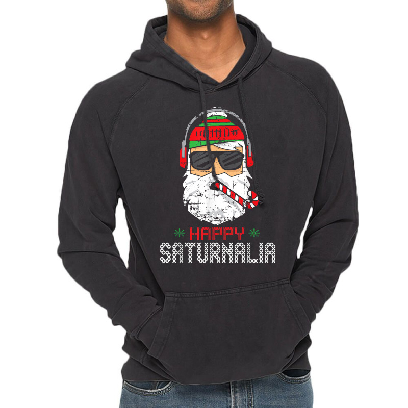 Happy Saturnalia Cool Santa Christmas Tshirt Vintage Hoodie by nejnda | Artistshot