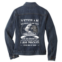 Veteran Who Wrote A Blank Check Made Payable Ladies Denim Jacket | Artistshot