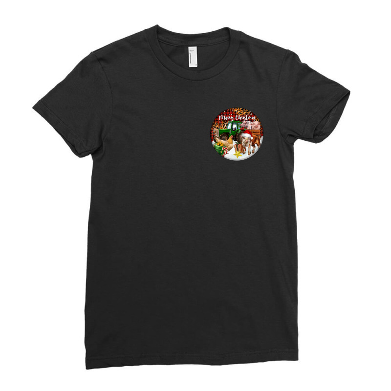 Merry Christmas Farm Animals Ladies Fitted T-Shirt by FaDigitalArtStudio | Artistshot