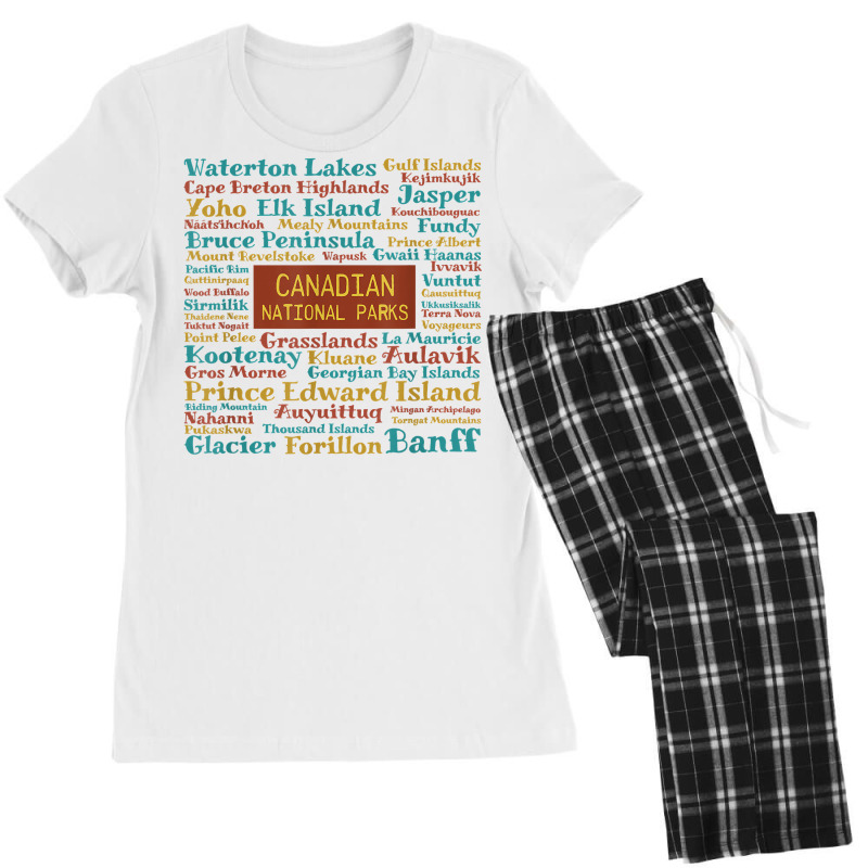 Canadian National Parks List Word Cloud Art Souvenir T Shirt Women's Pajamas Set by rowenapas5d | Artistshot