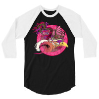 Fantasy Asian Japanese Oriental Dragon Riding Hokusai Wave T Shirt 3/4 Sleeve Shirt | Artistshot