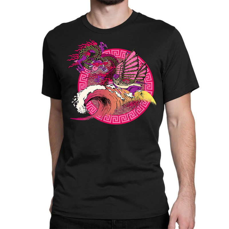 Fantasy Asian Japanese Oriental Dragon Riding Hokusai Wave T Shirt Classic T-shirt | Artistshot