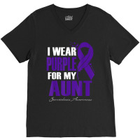 I Wear Purple For My Aunt Sarcoidosis Awareness Feather T Shirt V-neck Tee | Artistshot