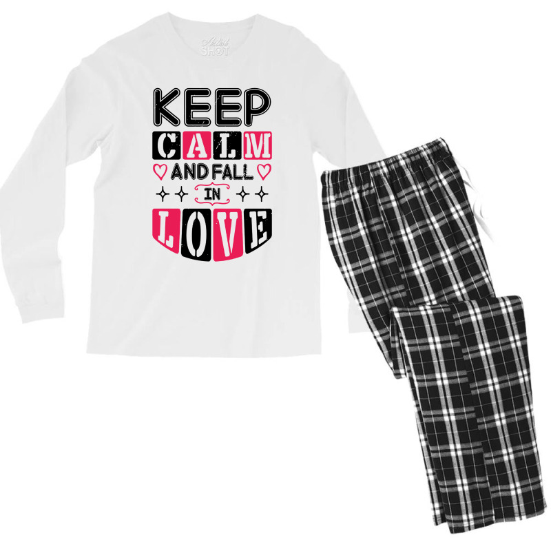 Keep Calm And Valentines Day Men's Long Sleeve Pajama Set | Artistshot