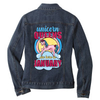 Unicorn Queens Are Born In January Ladies Denim Jacket | Artistshot