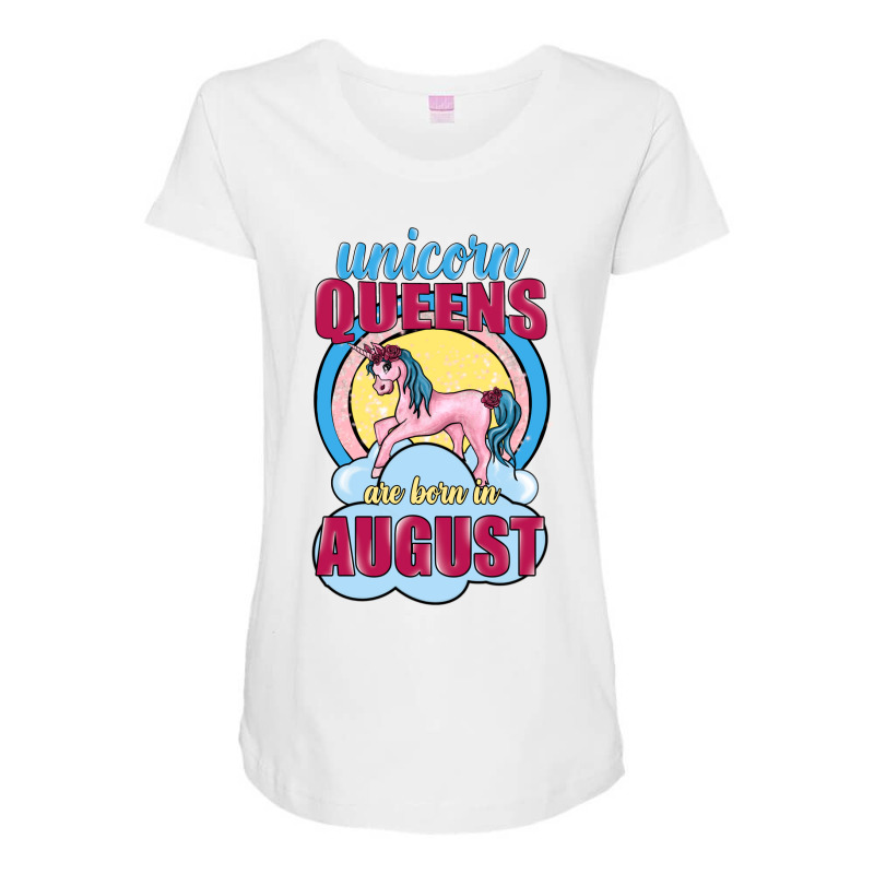 Unicorn Queens Are Born In August Maternity Scoop Neck T-shirt | Artistshot