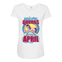 Unicorn Queens Are Born In April Maternity Scoop Neck T-shirt | Artistshot