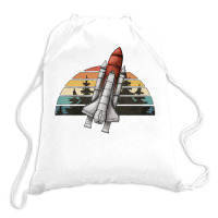 Spaceship Retro Rainbow Drawstring Bags | Artistshot