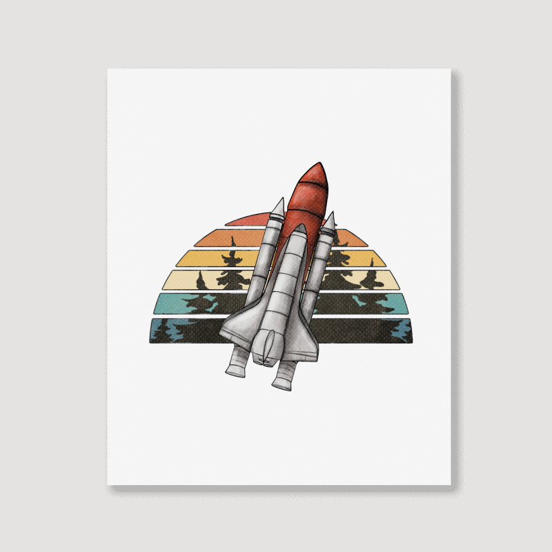 Spaceship Retro Rainbow Portrait Canvas Print | Artistshot