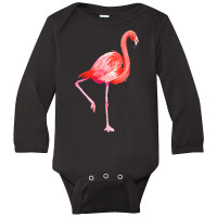 Flamingo T  Shirt Watercolor Exotic Flamingo 04 T  Shirt Long Sleeve Baby Bodysuit | Artistshot