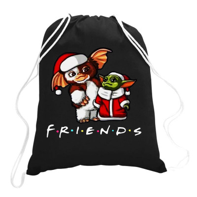 Baby Yoda And Baby Gizmo Santa Friends Christmas 2020 Funny Drawstring Bags Designed By Paulscott Art