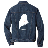 Maine Love Map Men Denim Jacket | Artistshot