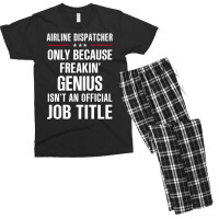 Gift For Freakin' Genius Airline Dispatcher Men's T-shirt Pajama Set | Artistshot