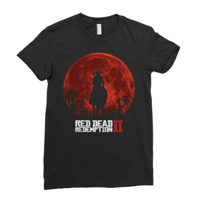 Red Dead Redemption 2   Red Moon   Cowboy Ladies Fitted T-shirt Designed By Paulscott Art