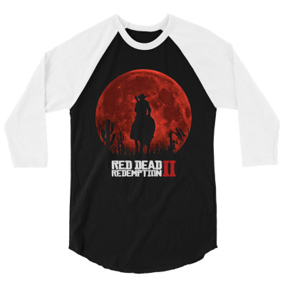 Red Dead Redemption 2   Red Moon   Cowboy 3/4 Sleeve Shirt Designed By Paulscott Art