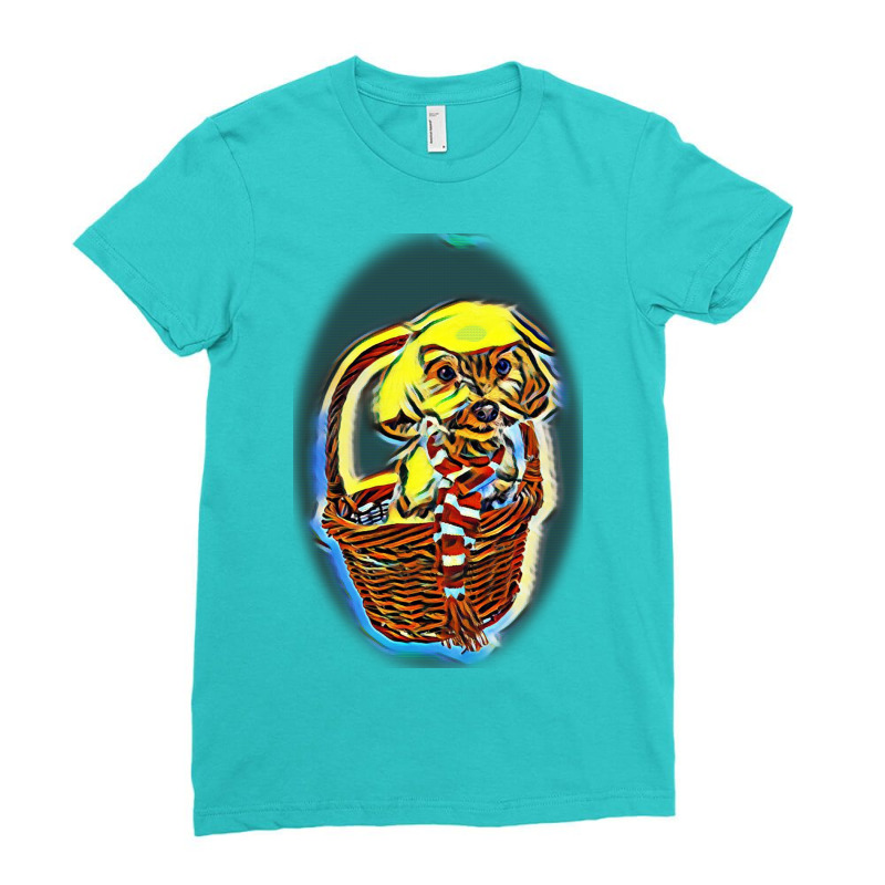 Dog With Ball Running From Che Ladies Fitted T-Shirt by Kemnabi | Artistshot