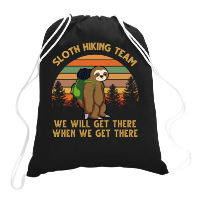 Sloth Hiking Team Drawstring Bags Designed By Badaudesign