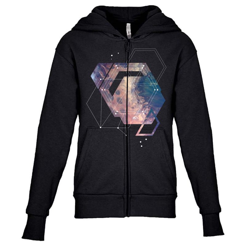 Geometric Abstract Space Art Youth Zipper Hoodie | Artistshot