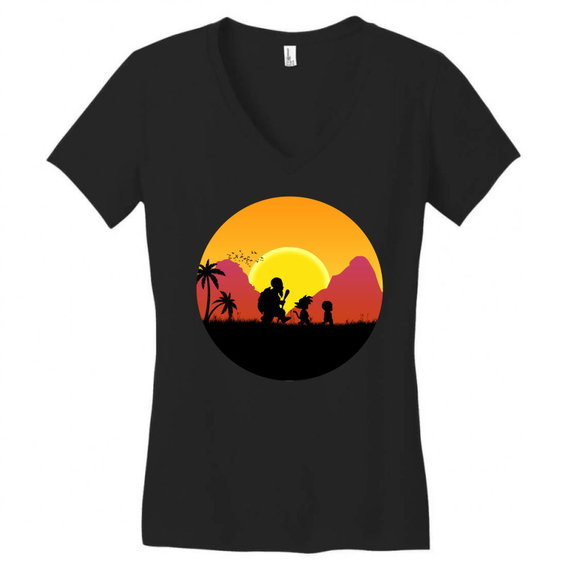 Walking Sunset Women's V-Neck T-Shirt by Vanshop99 | Artistshot