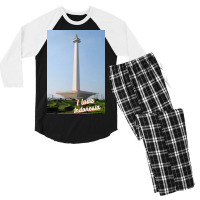 Indonesia National Monument Men's 3/4 Sleeve Pajama Set | Artistshot