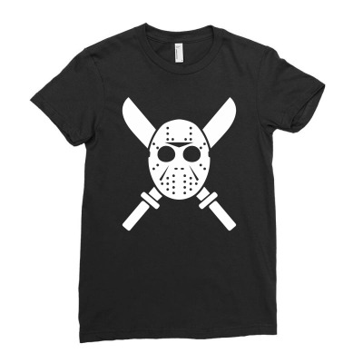 Ice Hockey Mask With Swords Ladies Fitted T-shirt Designed By Candrashop