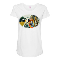 Frame with a beautiful girl wpark on green gr Maternity Scoop Neck T-shirt | Artistshot