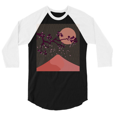 Cherry Blossom T  Shirt Terracotta Cherry Blossoms T  Shirt 3/4 Sleeve Shirt Designed By Eluettgen194