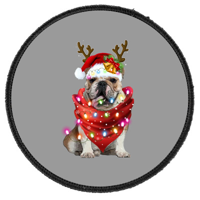 Bulldog Christmas Round Patch Designed By Sengul