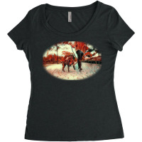 Low View Of An Anonymous Womag A Dog At A Park Women's Triblend Scoop T-shirt | Artistshot