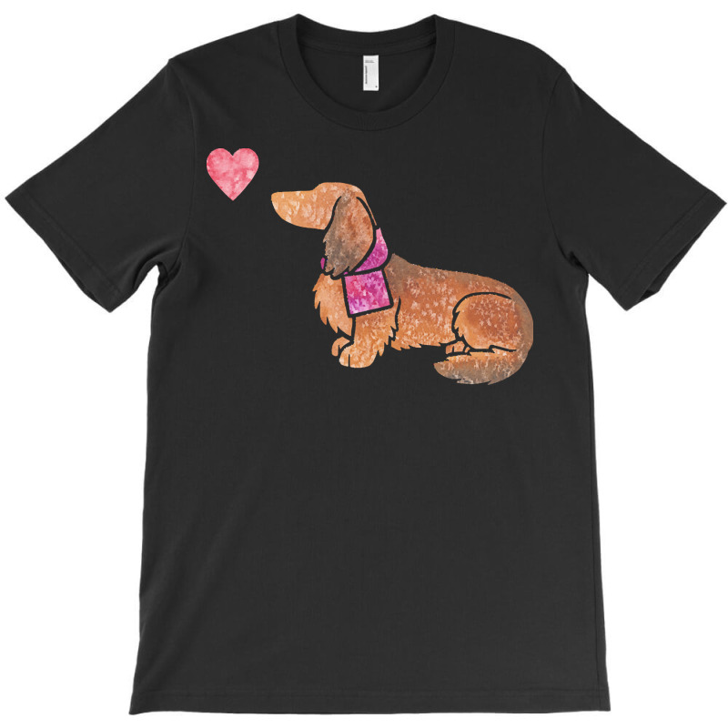 Longhaired Dachshund T  Shirt Longhaired Dachshund Watercolour T  Shir T-shirt | Artistshot