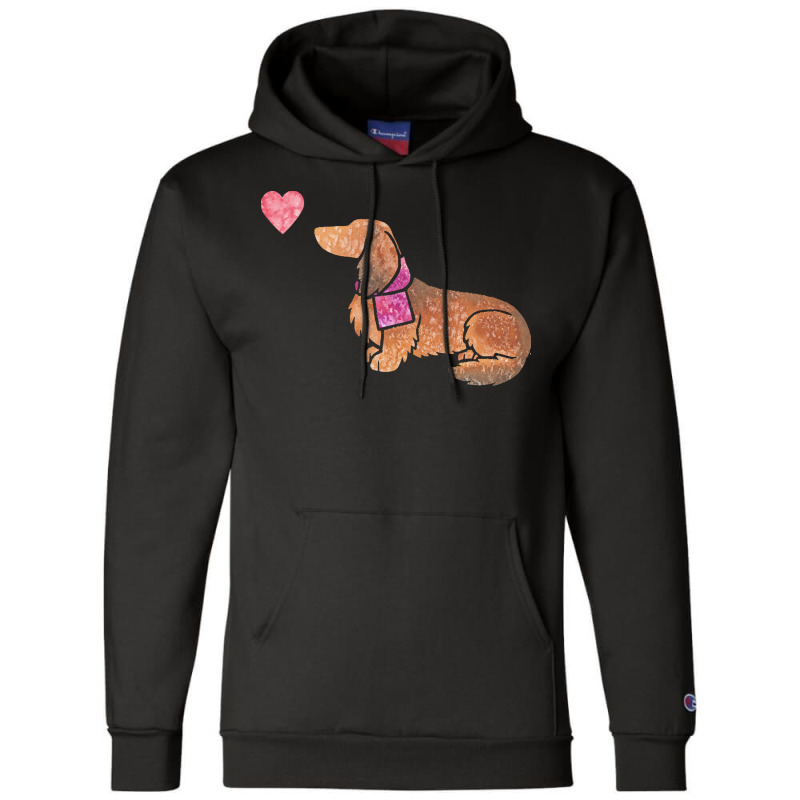 Longhaired Dachshund T  Shirt Longhaired Dachshund Watercolour T  Shir Champion Hoodie | Artistshot