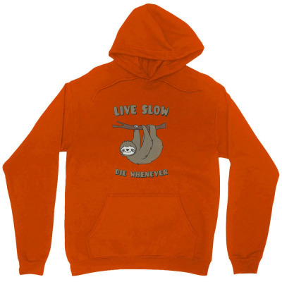 Funny & Cute Sloth 'live Slow Die Whenever' Cool Statement   Laz Unisex Hoodie Designed By Arsa