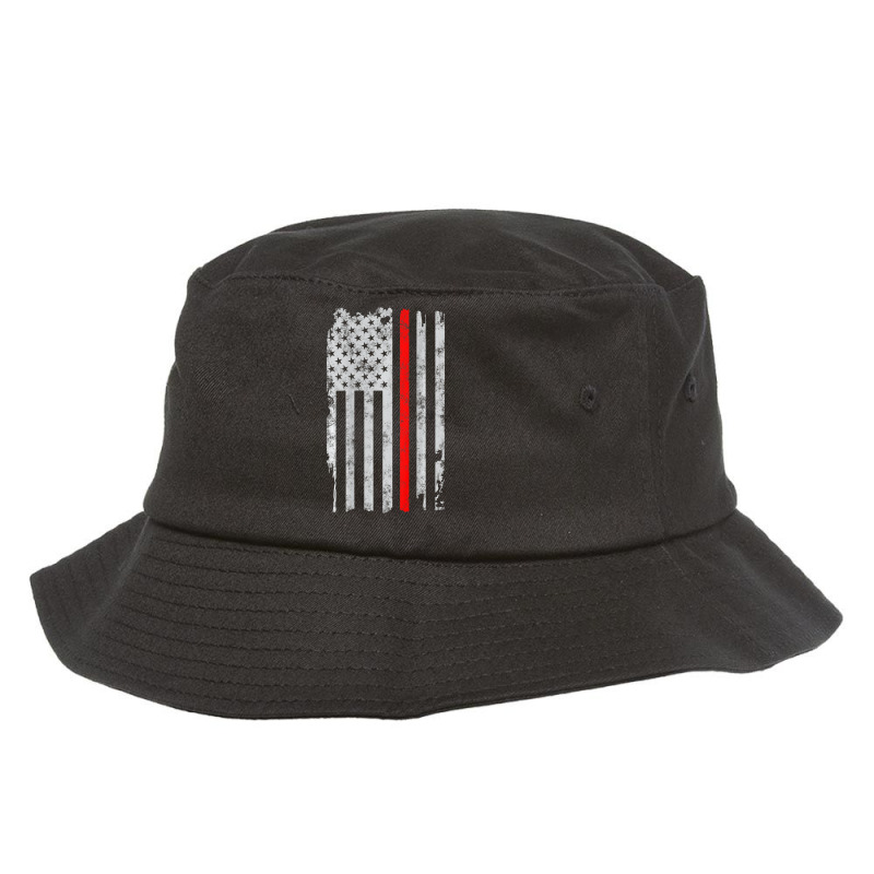 Special Thin Red Line American Flag Patriot Fire Bucket Hat by Artistshot