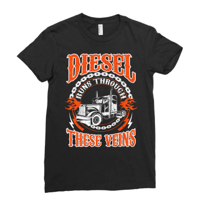 Trucker Diesel   18 Wheeler Freighter Truck Driver Pullover Hoodie Ladies Fitted T-shirt Designed By We.are.one