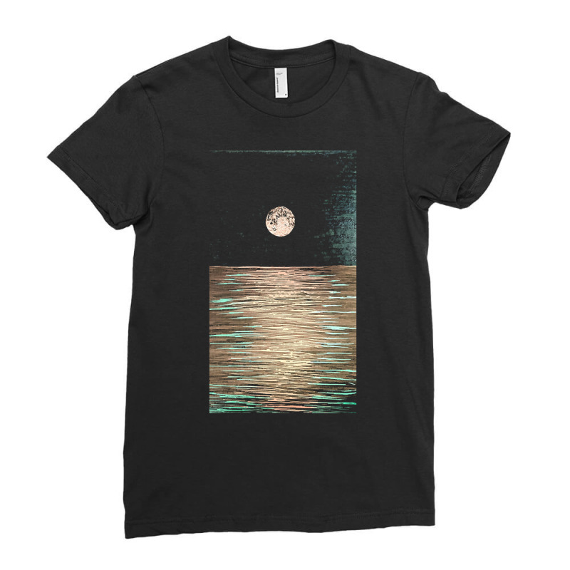 Ocean T  Shirt Moonlit Sea T  Shirt Ladies Fitted T-Shirt by kanekoelpin141 | Artistshot