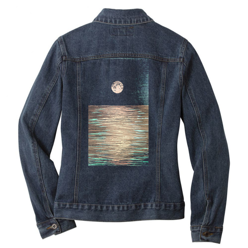 Ocean T  Shirt Moonlit Sea T  Shirt Ladies Denim Jacket by kanekoelpin141 | Artistshot