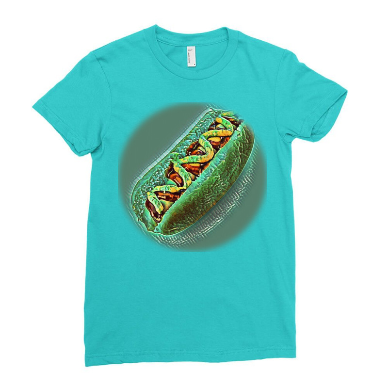 Hot Dog With Mustard And Ketc Ladies Fitted T-Shirt by Kemnabi | Artistshot