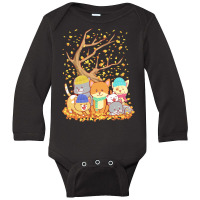 Cats T  Shirt Cats Fall Autumn Leaf Tree Lover Season Fan Enjoy T  Shi Long Sleeve Baby Bodysuit | Artistshot