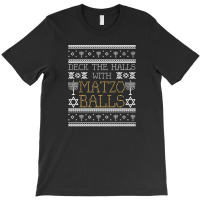 Deck The Halls With Matzo Balls Ugly Hanukkah Sweater Mini Skirt T-shirt | Artistshot