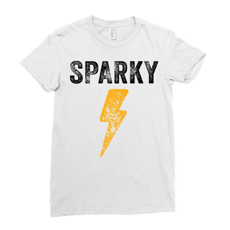 Electrician Funny Sparky Nickname Lightning Bolt Distressed Premium T Ladies Fitted T-Shirt by tamkyfashions | Artistshot