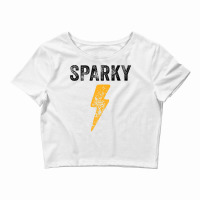 Electrician Funny Sparky Nickname Lightning Bolt Distressed Premium T Crop Top | Artistshot