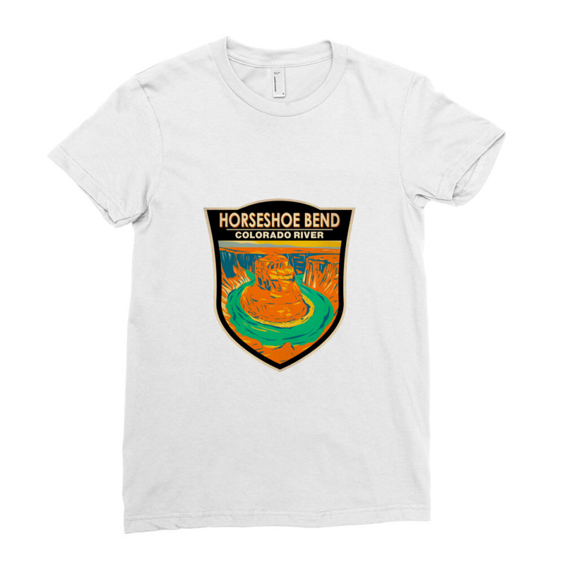 Horseshoe Bend Colorado River Badge Ladies Fitted T-Shirt by ThedistantT | Artistshot