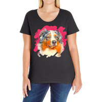 Australian Shepherd T  Shirt Australian Shepherd   Blue Merle Portrait Ladies Curvy T-shirt | Artistshot