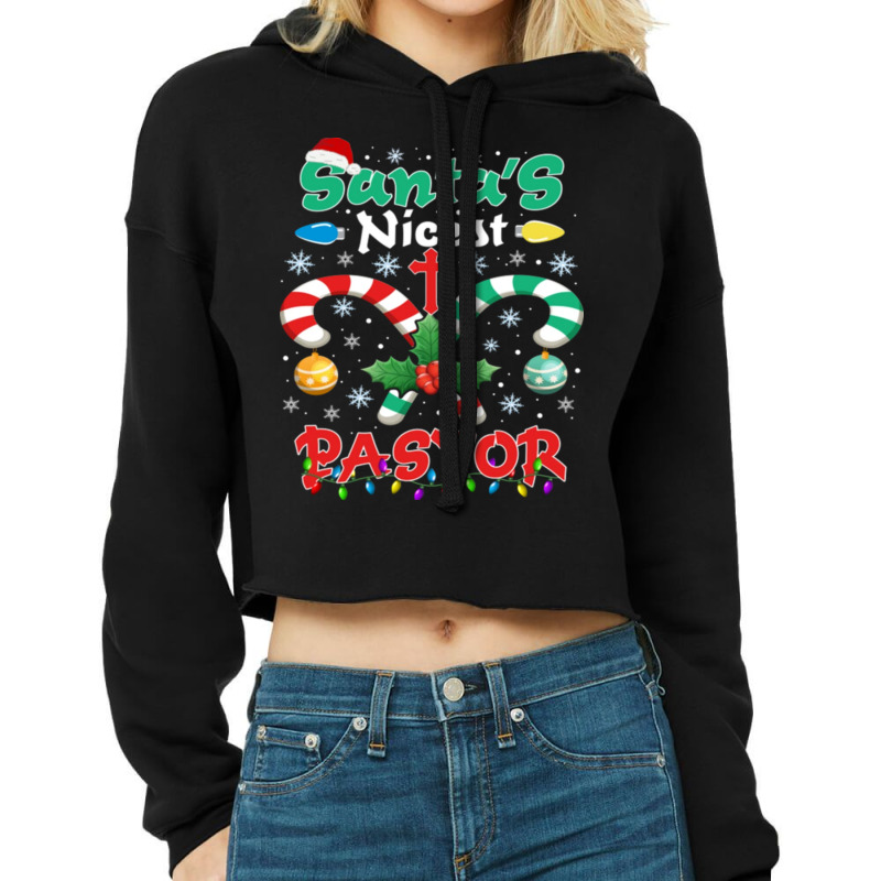 Santa's Nicest Pastor Christmas Cropped Hoodie by kakashop | Artistshot