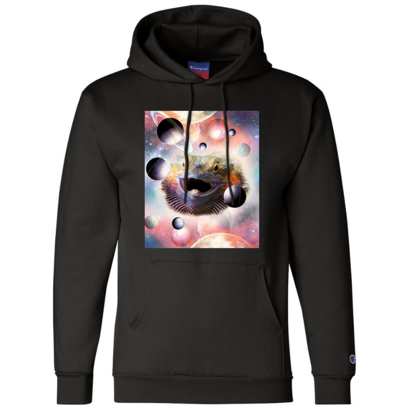 Space Galaxy Bearded Dragon Lizard Face Champion Hoodie by mrdjpancake | Artistshot