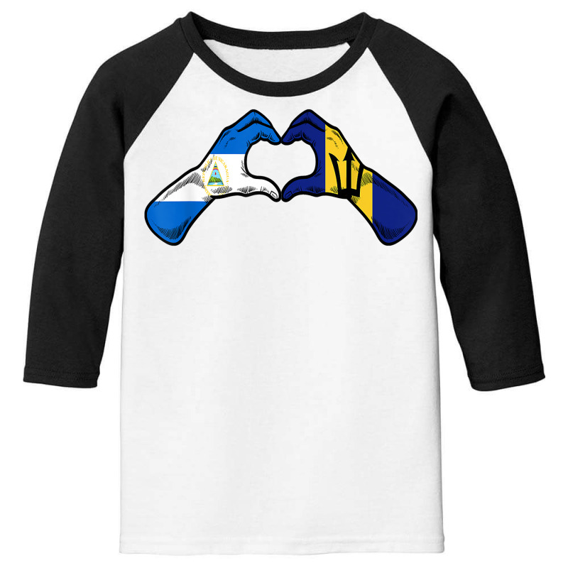 Barbados Nicaragua Flag Barbadians Nicaraguan Heart T Shirt Youth 3/4 Sleeve by lexzalar2o | Artistshot