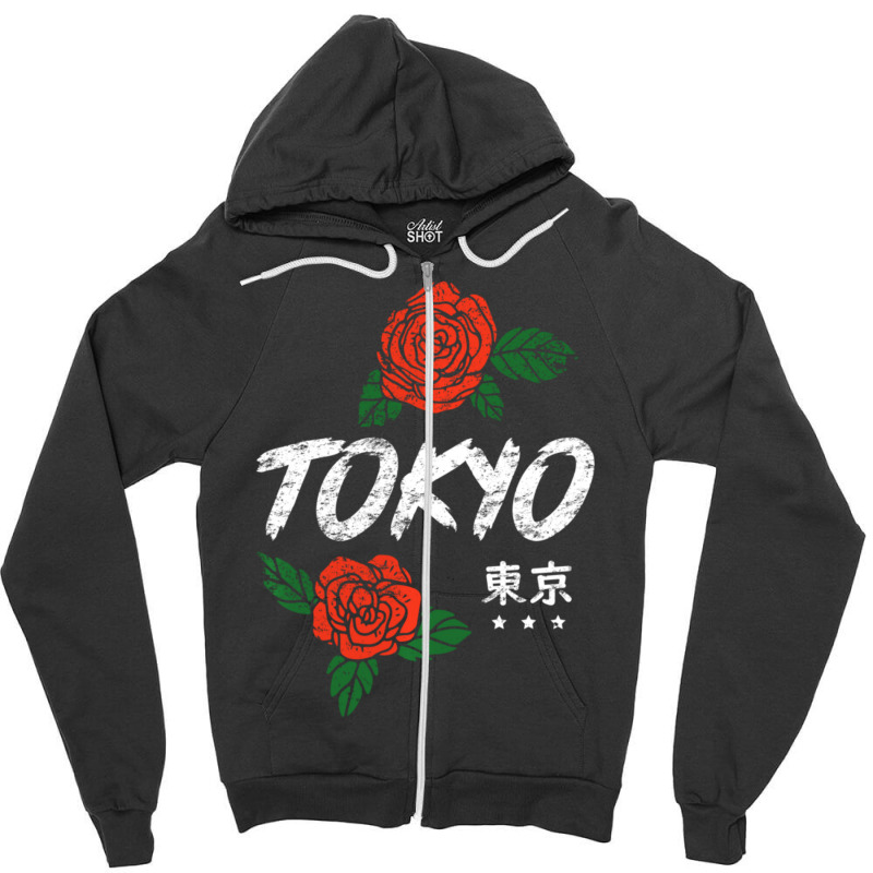 Tokyo Japan Roses Anime Zipper Hoodie by femalesbaubles | Artistshot