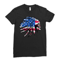 Native America Flag Usa Skull Indian Ladies Fitted T-shirt | Artistshot